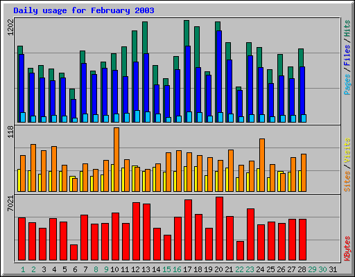 Daily usage for February 2003